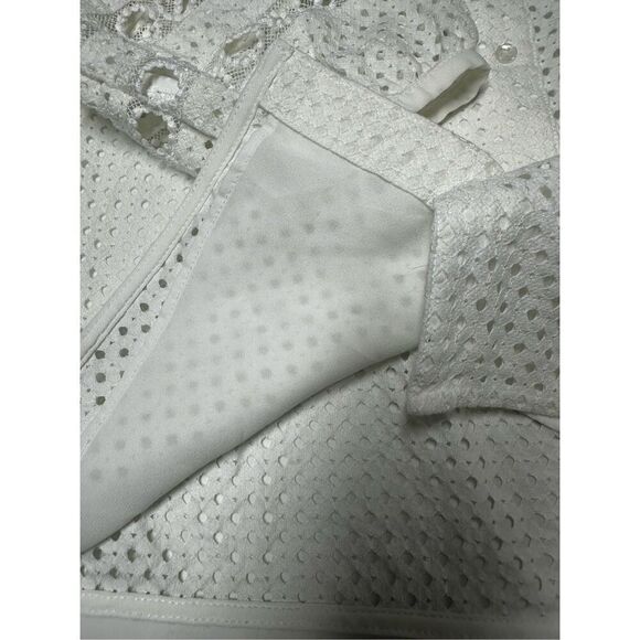 Banana Republic Bohemian Romantic TEXTURED EYELET BLOUSE White Size SP - Picture 11 of 12